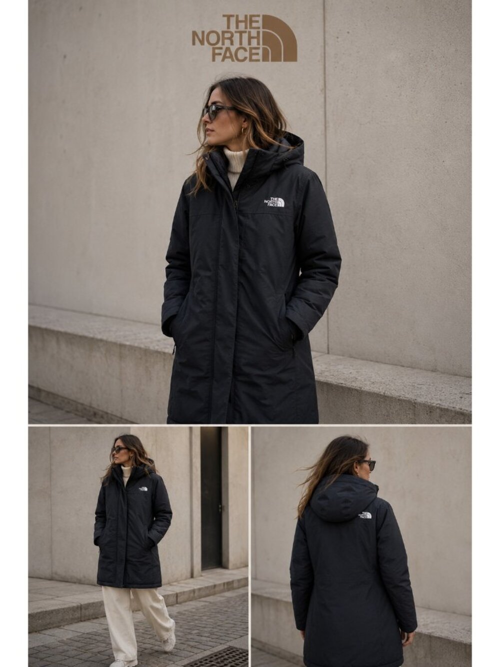 The North Face Women’s HyVent Long Hooded Parka Coat Black XS Plaid Lined